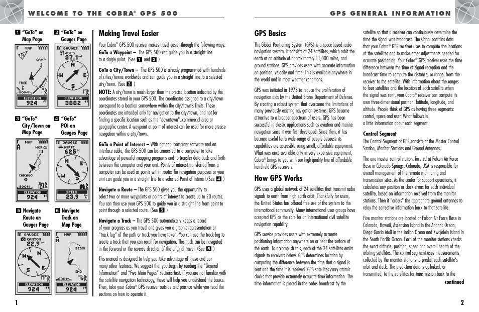 Gps basics, How gps works, Making travel easier | Cobra Electronics GPS 500 User Manual | Page 4 / 36