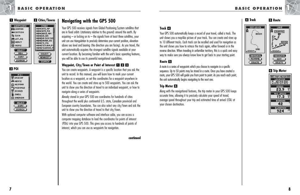 Navigating with the gps 500 | Cobra Electronics GPS 500 User Manual | Page 7 / 36