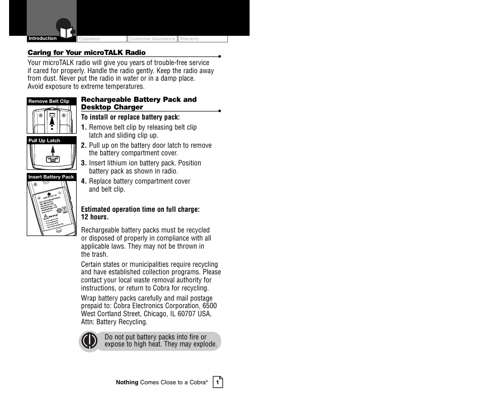 Cobra Electronics MICROTALK CXR800C User Manual | Page 3 / 18