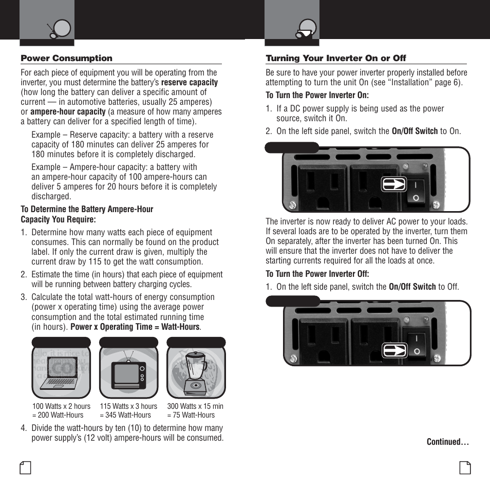 Power on & off, Power consumption | Cobra Electronics CPI 400 User Manual | Page 8 / 12