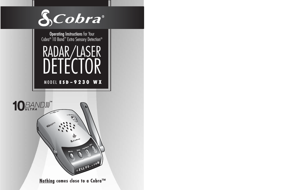 Cobra Electronics ESD - 9230 W X User Manual | 16 pages