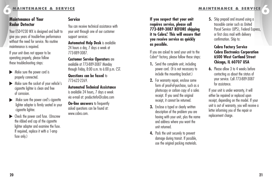 Cobra Electronics ESD - 9230 W X User Manual | Page 13 / 16