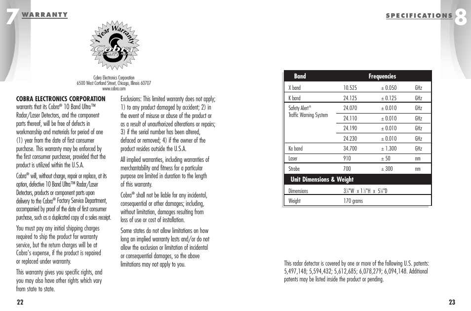 Cobra Electronics ESD - 9230 W X User Manual | Page 14 / 16