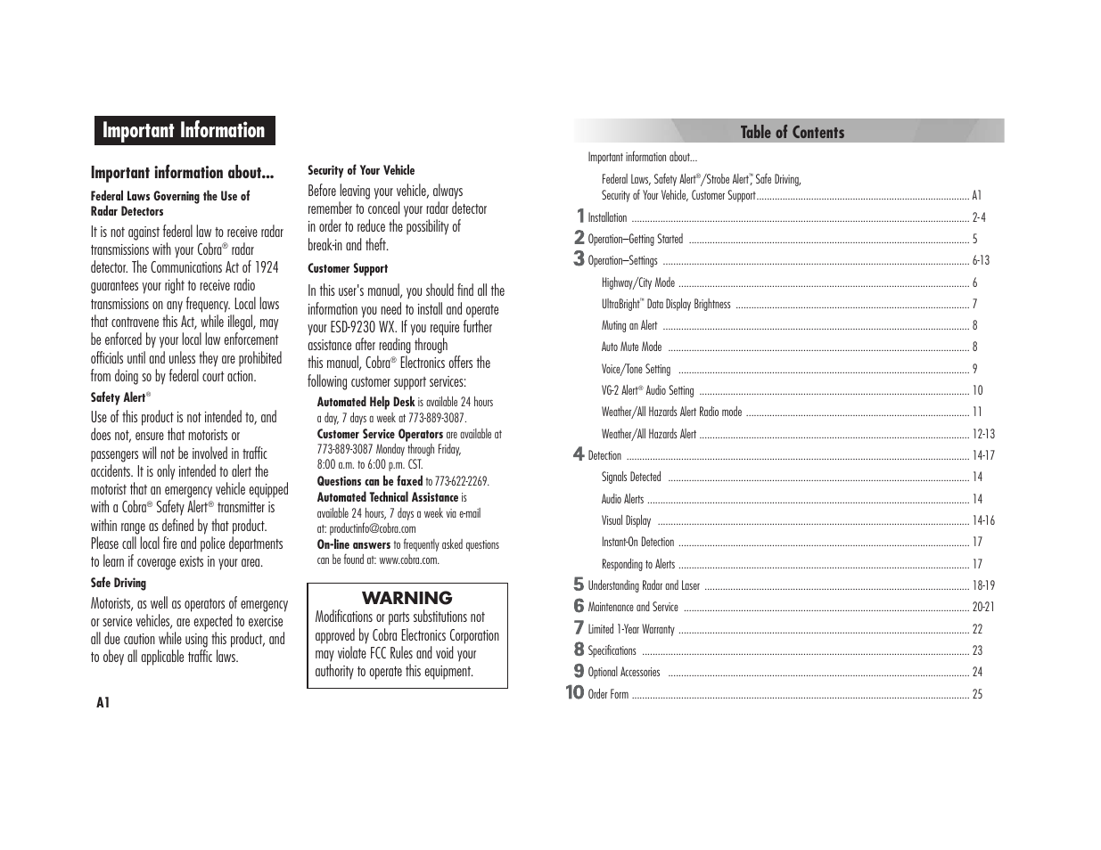 Cobra Electronics ESD - 9230 W X User Manual | Page 3 / 16