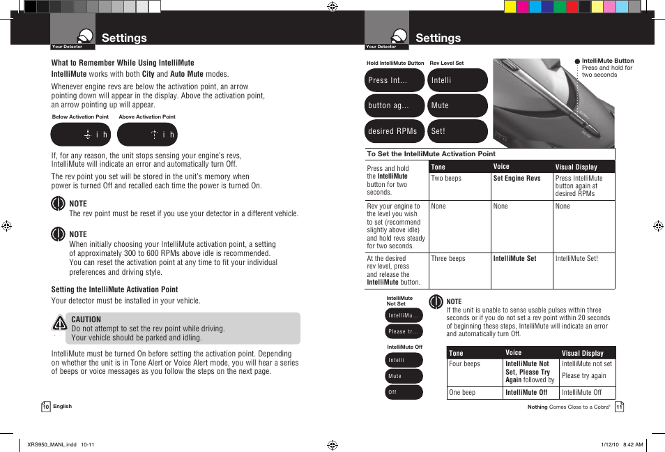 Settings | Cobra Electronics 14BAND XRS 950 User Manual | Page 8 / 15