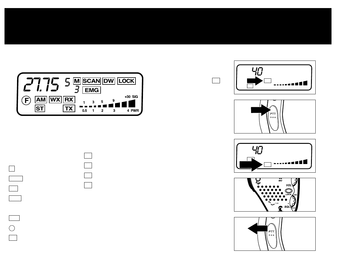 Operation, Lcd readout, Transmit/receive | Cobra Electronics 75 WX ST User Manual | Page 11 / 21