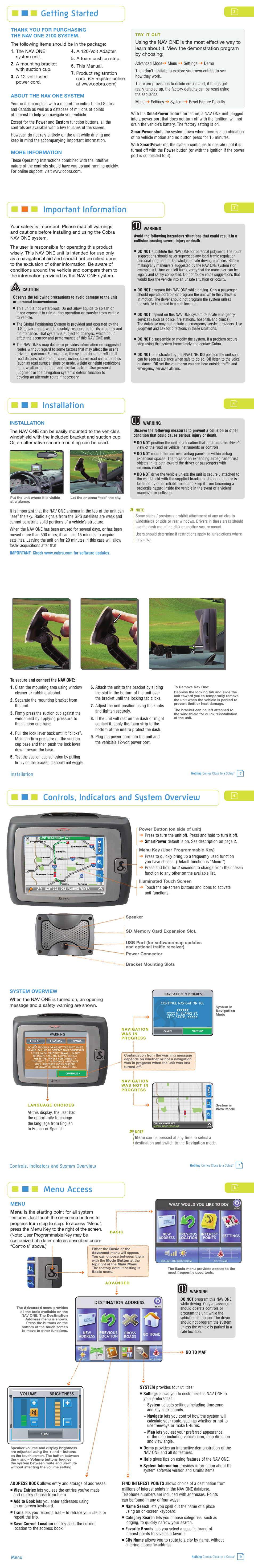 Cobra Electronics 2100 User Manual | 2 pages