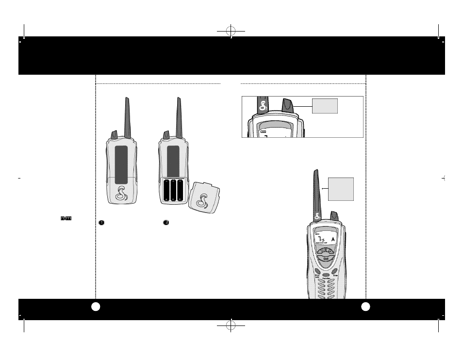 Operation, Battery installation, Turning on your microtalk professional antenna | Cobra Electronics microTalk Professional 2-Way Radio User Manual | Page 2 / 20