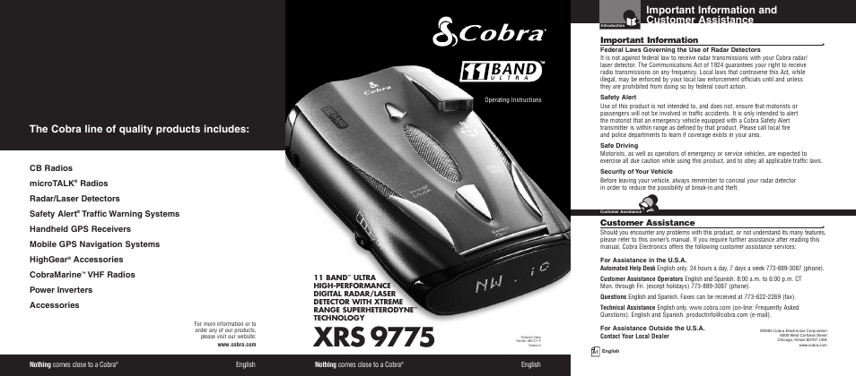 Cobra Electronics XRS 9775 User Manual | 21 pages