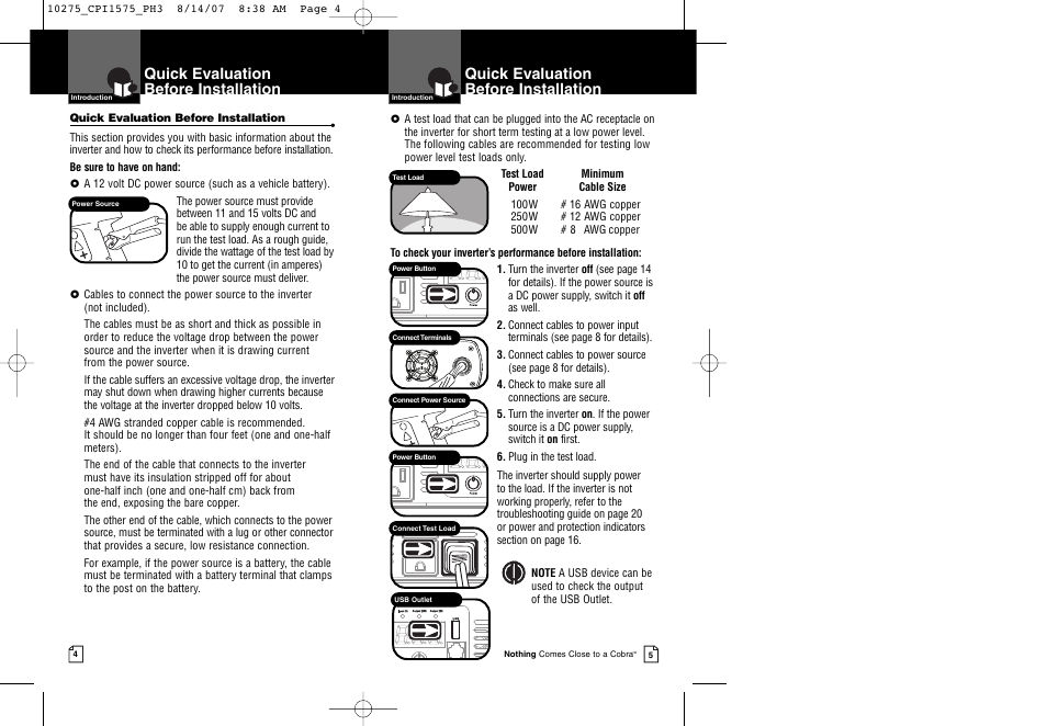 Quick evaluation before installation | Cobra Electronics CPI 1575 User Manual | Page 5 / 15