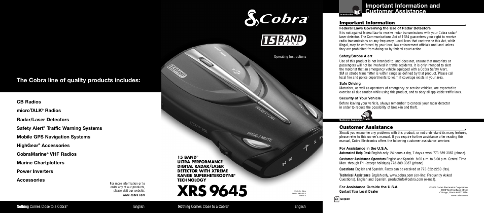 Cobra Electronics XRS 9645 User Manual | 21 pages
