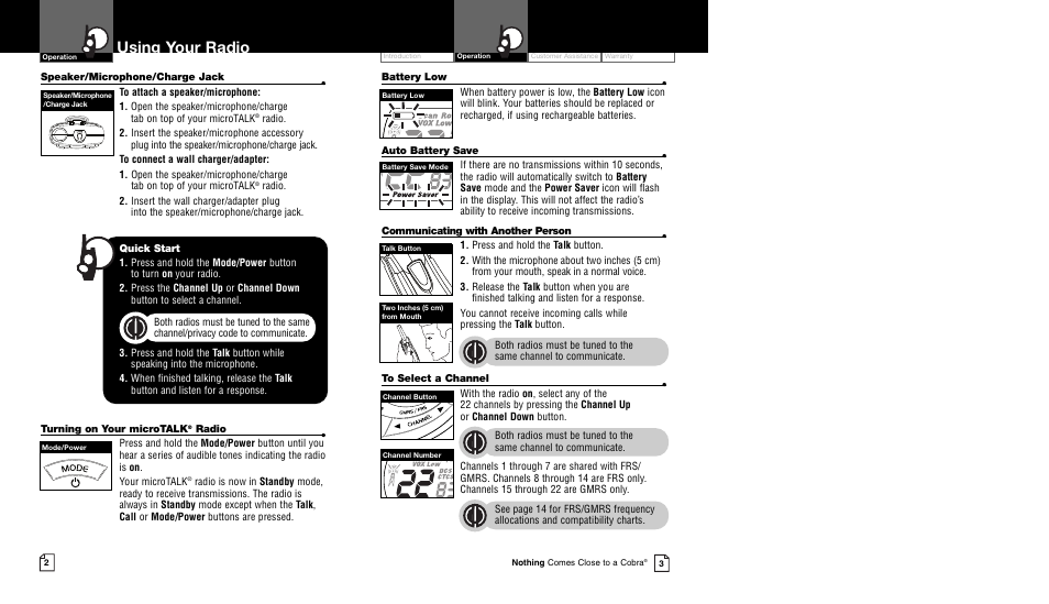 Using your radio | Cobra Electronics CXT95 User Manual | Page 4 / 11