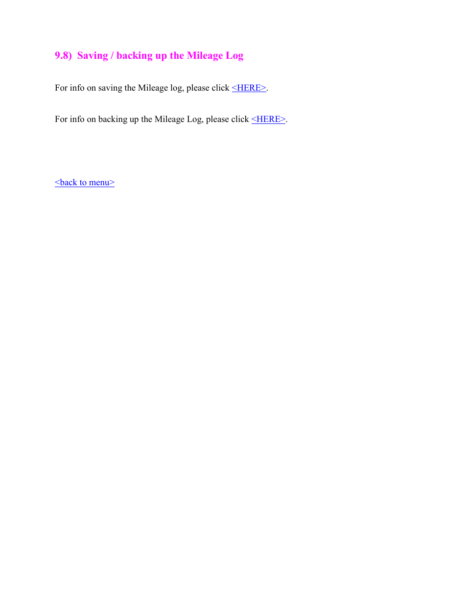 Saving / backing up the mileage log | Cobra Electronics PRO 5550 User Manual | Page 57 / 58