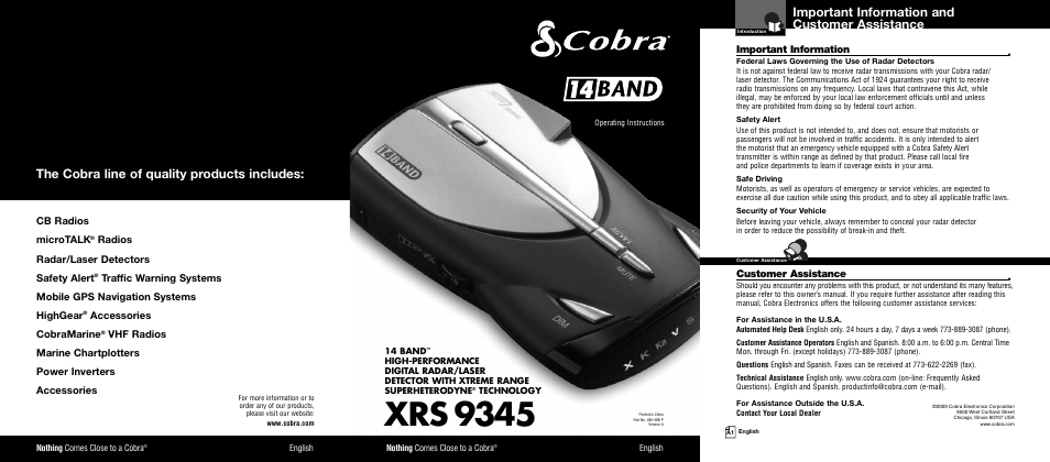 Cobra Electronics XRS 9345 User Manual | 15 pages