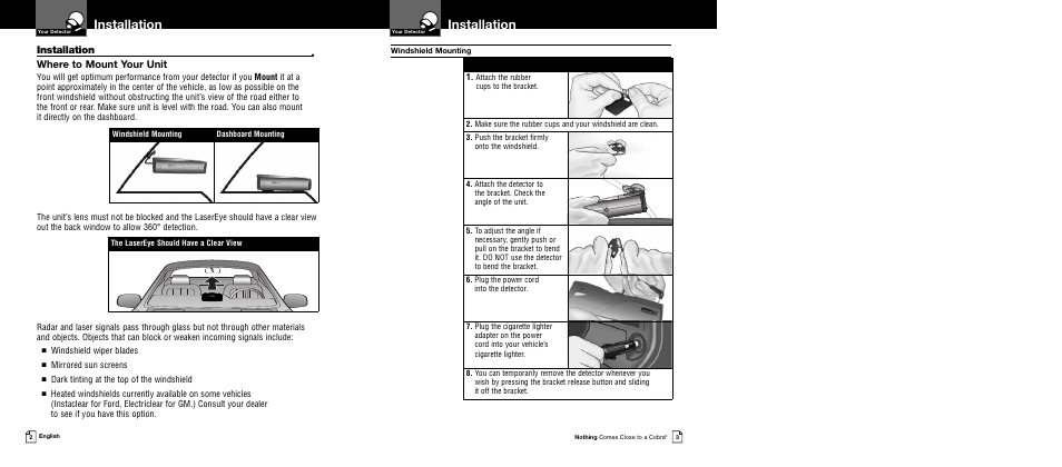 Installation, Where to mount your unit | Cobra Electronics XRS 9345 User Manual | Page 4 / 15
