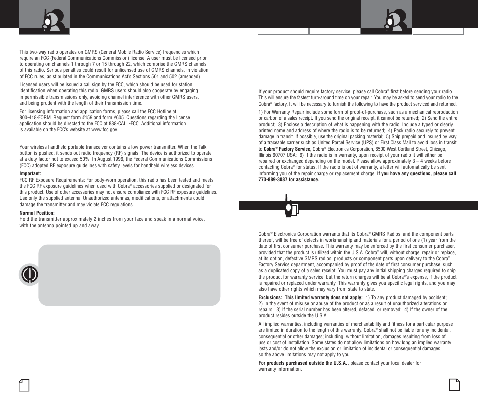 Licensing, assistance & warranty, Product service questions, Limited 1-year warranty | Cobra Electronics microTALK PR4000WX User Manual | Page 15 / 32