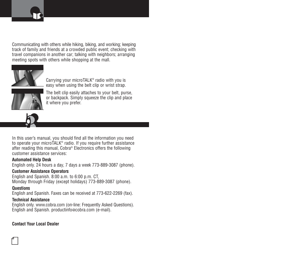 Making life easier & safer | Cobra Electronics microTALK PR4000WX User Manual | Page 2 / 32