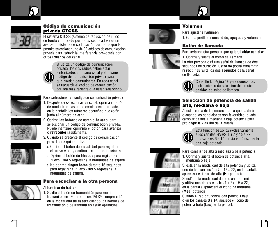Uso del radio | Cobra Electronics microTALK PR4000WX User Manual | Page 22 / 32