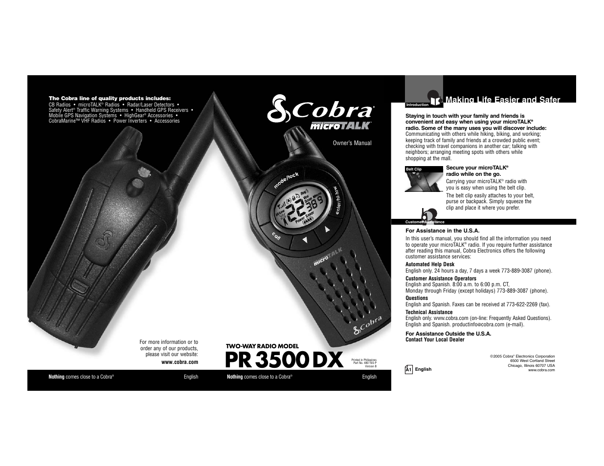 Cobra Electronics Cobra microTALK PR 3500 PR 3500-2 DX VP User Manual | 15 pages