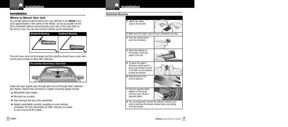 Installation, Where to mount your unit | Cobra Electronics BAND XRS 9640 User Manual | Page 4 / 21