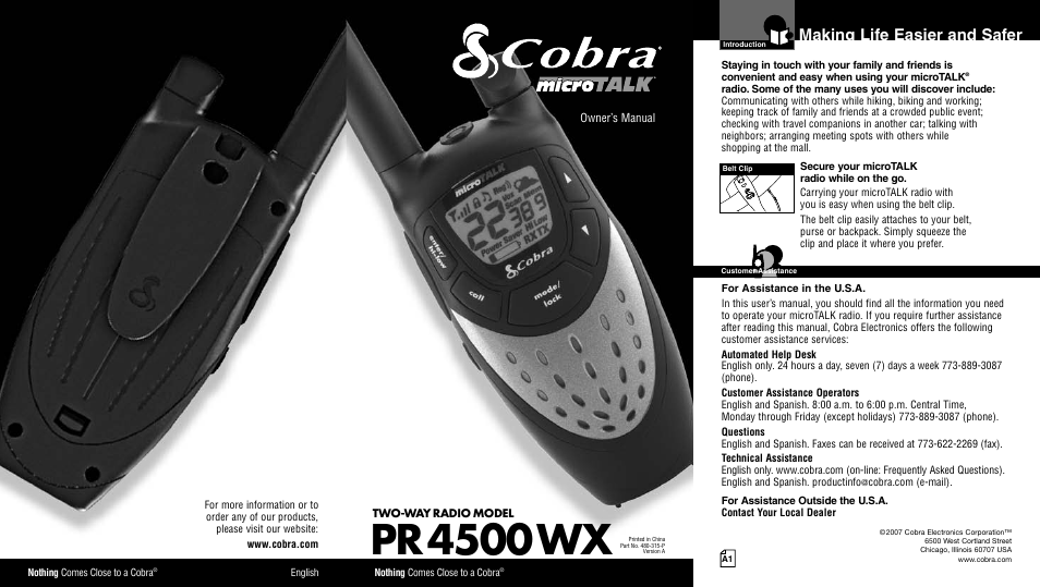 Cobra Electronics pr4500wx User Manual | 15 pages