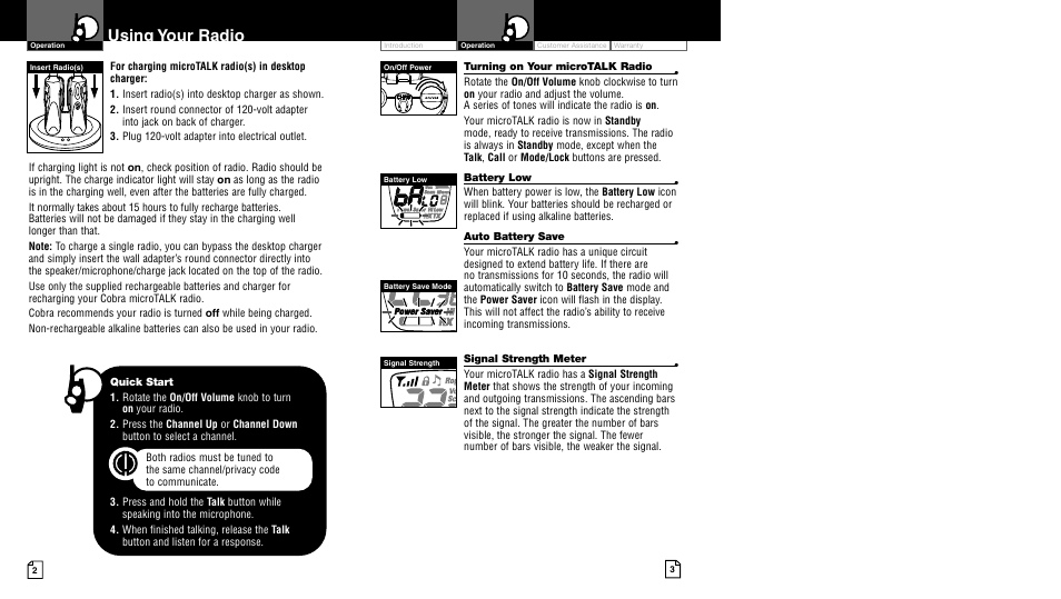 Using your radio | Cobra Electronics pr4500wx User Manual | Page 4 / 15