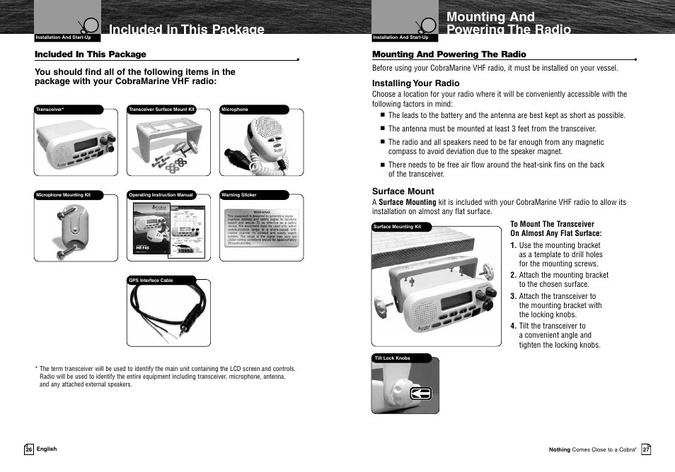 Mounting and powering the radio, Included in this package | Cobra Electronics MRF45 User Manual | Page 16 / 38