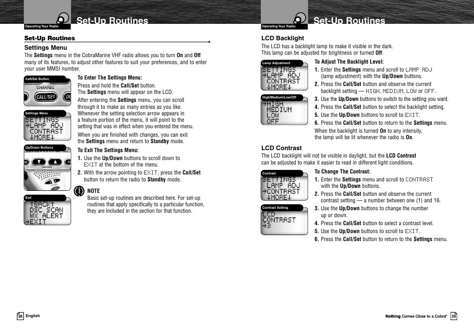 Set-up routines | Cobra Electronics MRF45 User Manual | Page 22 / 38