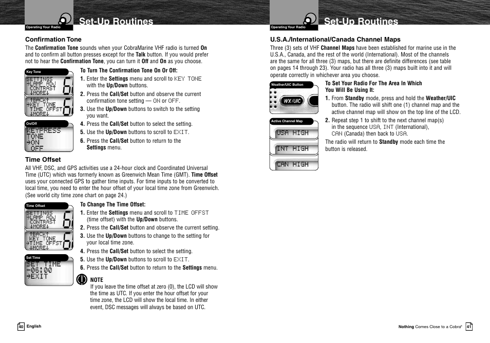 Set-up routines | Cobra Electronics MRF45 User Manual | Page 23 / 38