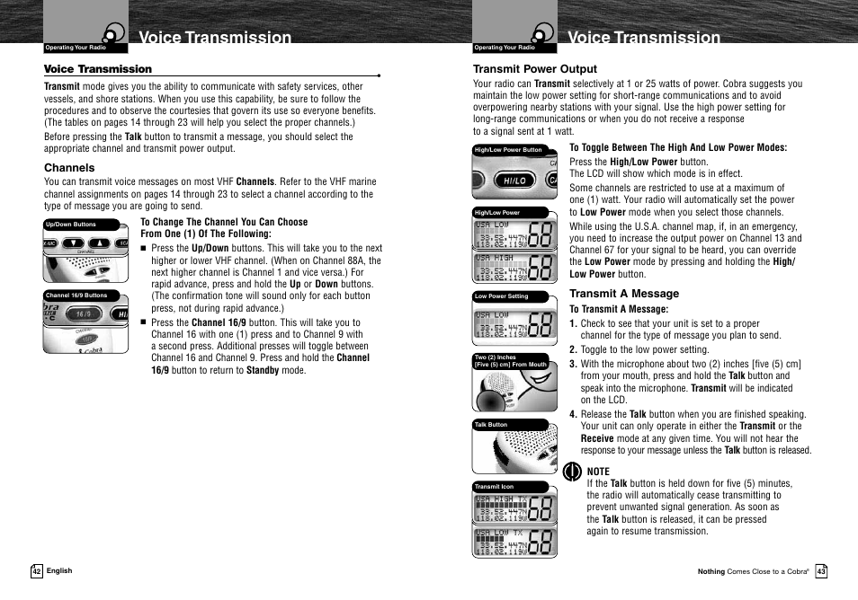Voice transmission | Cobra Electronics MRF45 User Manual | Page 24 / 38