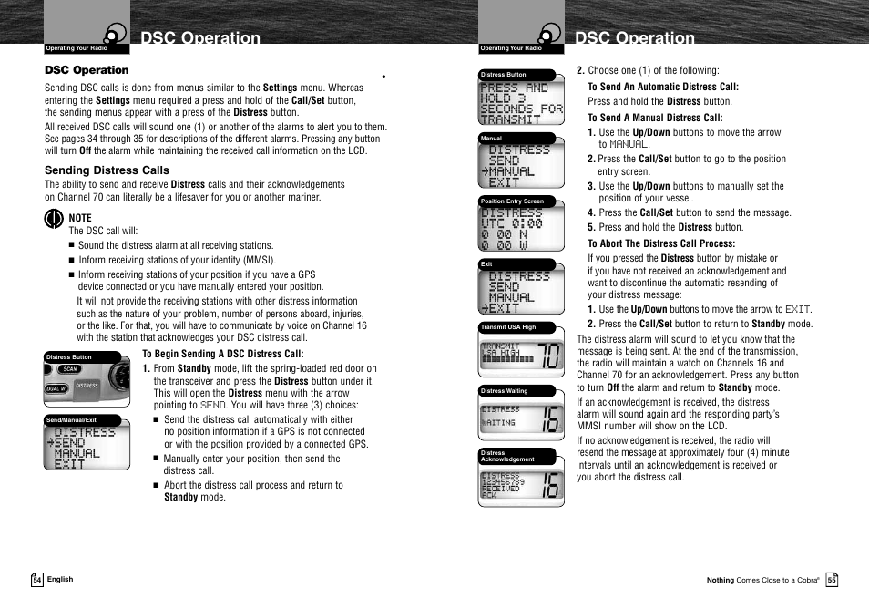 Dsc operation | Cobra Electronics MRF45 User Manual | Page 30 / 38
