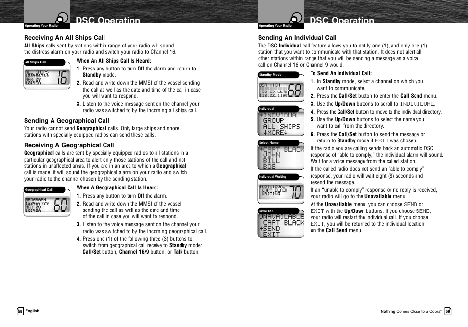 Dsc operation | Cobra Electronics MRF45 User Manual | Page 32 / 38