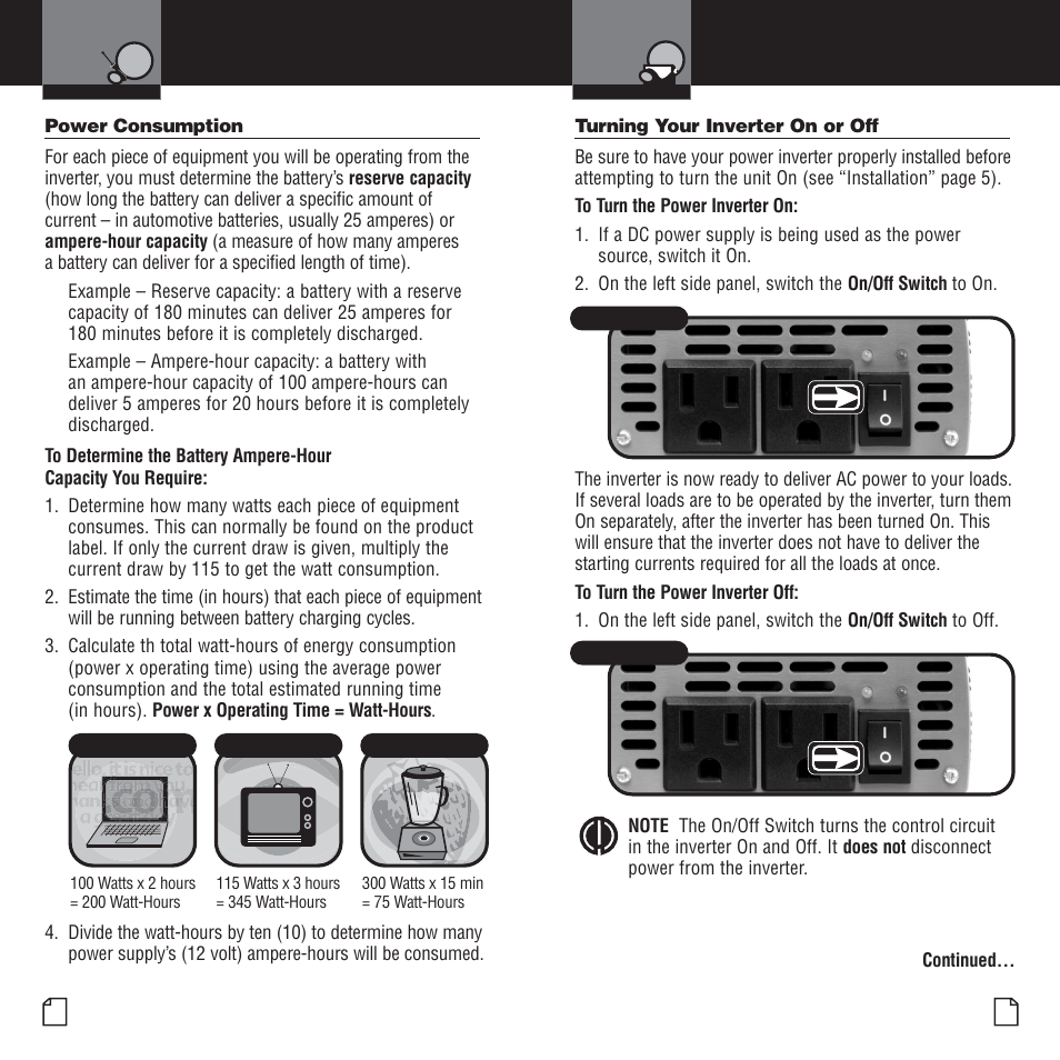 Power consumption, Power on & off | Cobra Electronics CPI 800 User Manual | Page 8 / 12
