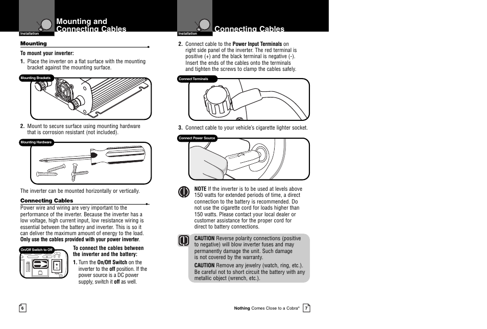 Connecting cables, Mounting and connecting cables | Cobra Electronics CPI 480 User Manual | Page 6 / 11