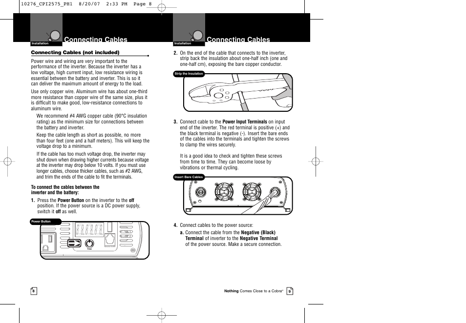 Connecting cables | Cobra Electronics CPI 2575 User Manual | Page 7 / 15