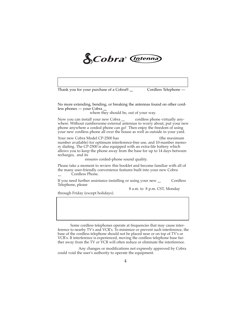 Introduction, Ontinued), How to use your cordless telephone model cp-2500 | Cobra Electronics NavOne 2500 User Manual | Page 5 / 20