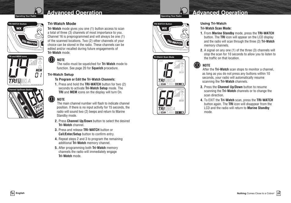 Advanced operation | Cobra Electronics FLOAT MR HH330 User Manual | Page 17 / 35