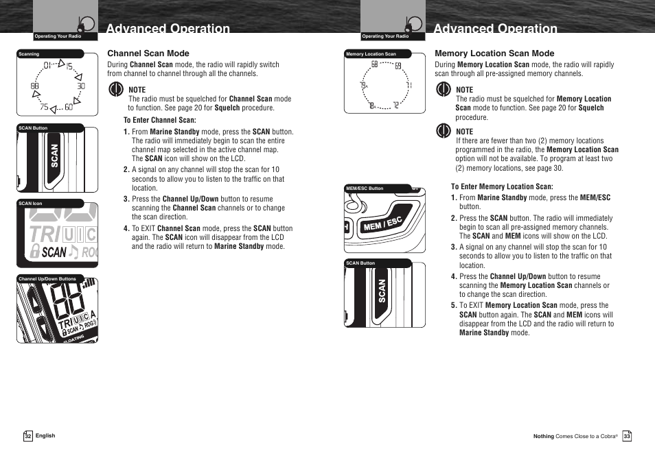 Advanced operation | Cobra Electronics FLOAT MR HH330 User Manual | Page 19 / 35