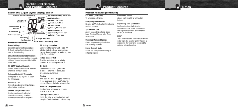 Cobra Electronics FLOAT MR HH330 User Manual | Page 2 / 35