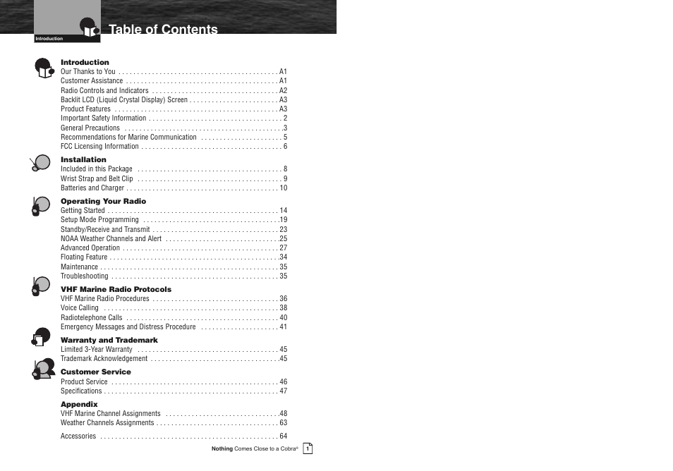 Cobra Electronics FLOAT MR HH330 User Manual | Page 3 / 35