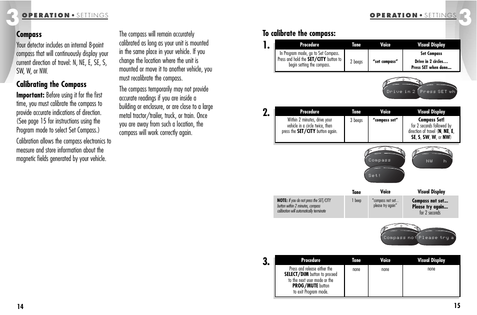 Compass, Calibrating the compass | Cobra Electronics ESD-9870 User Manual | Page 11 / 21