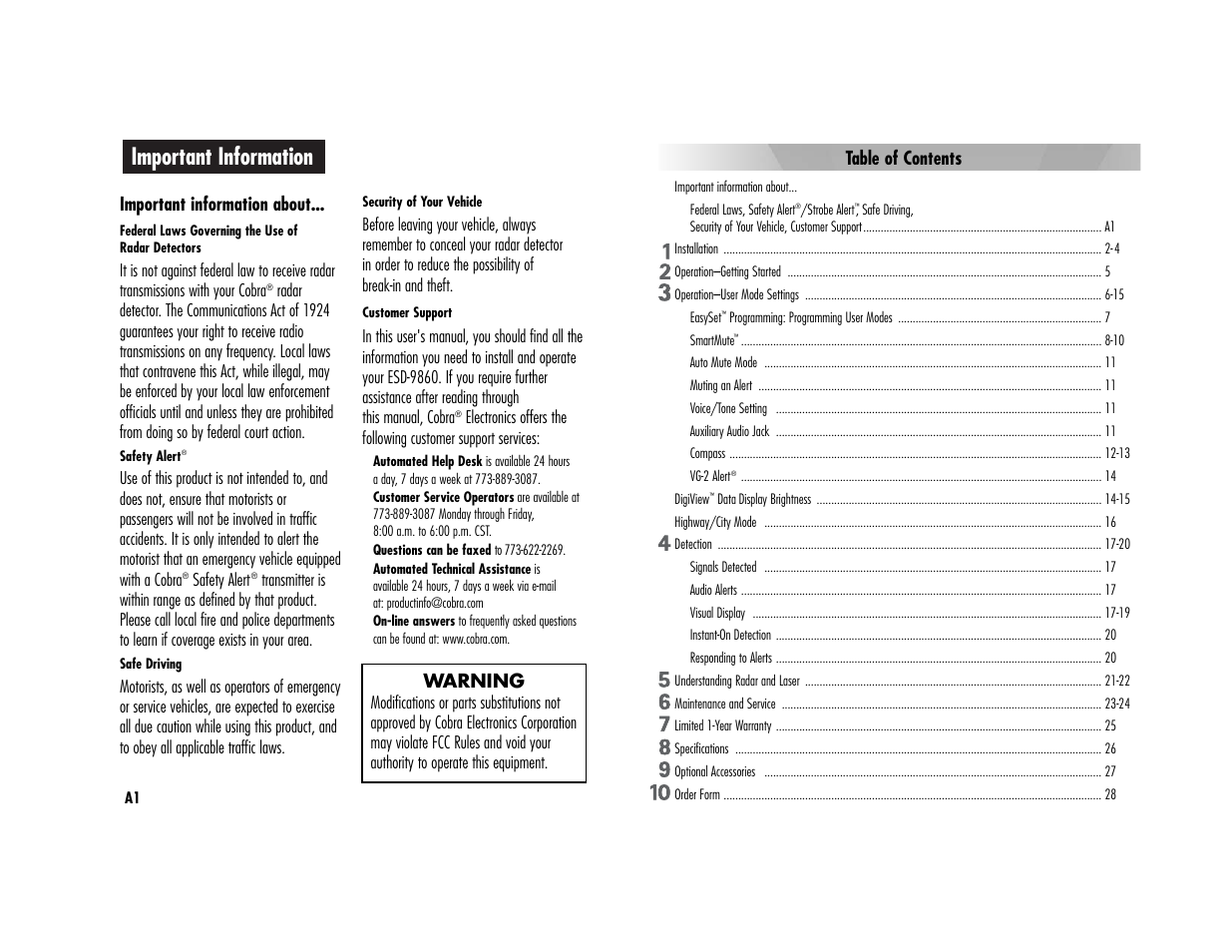 Cobra Electronics ESD9860 User Manual | Page 3 / 18
