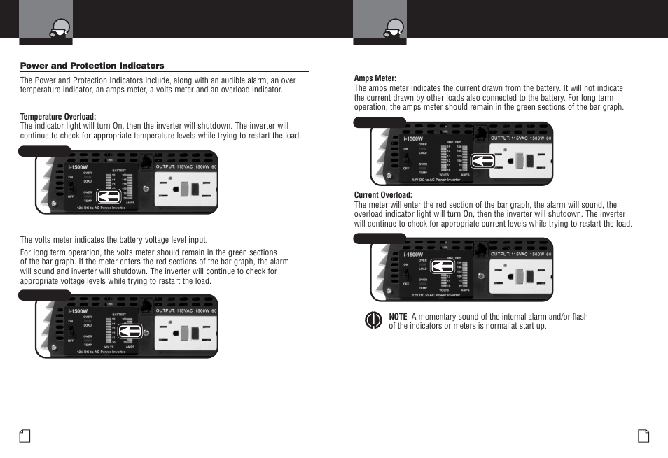 Power and protection indicators | Cobra Electronics CPI M1500 User Manual | Page 12 / 16