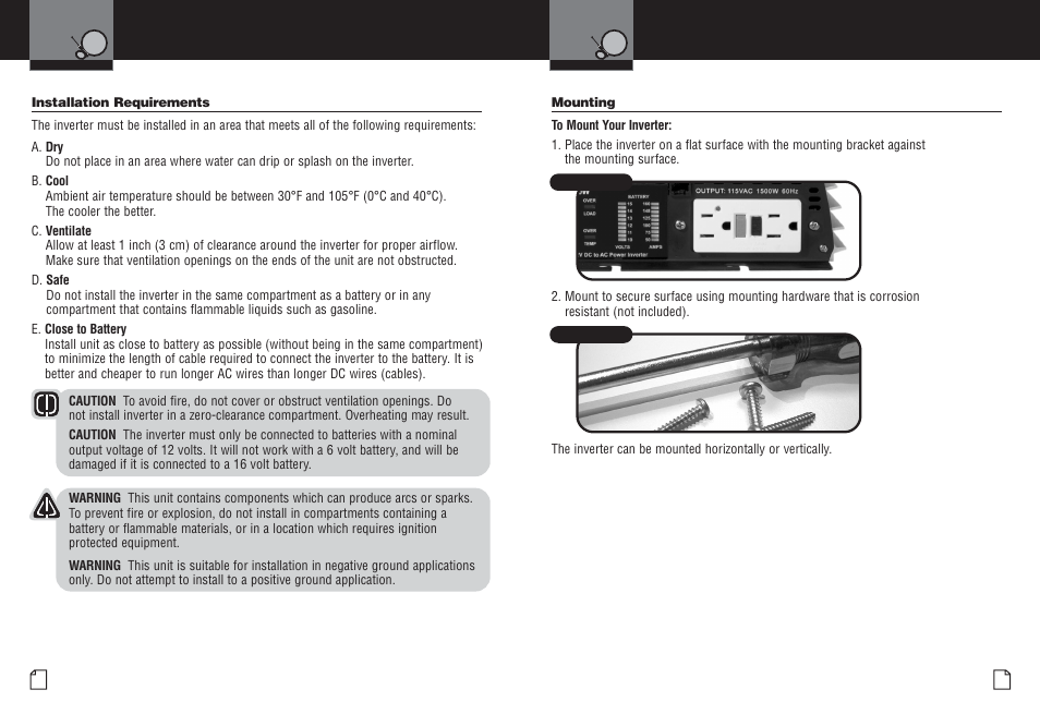 Mounting, Installation requirements | Cobra Electronics CPI M1500 User Manual | Page 6 / 16
