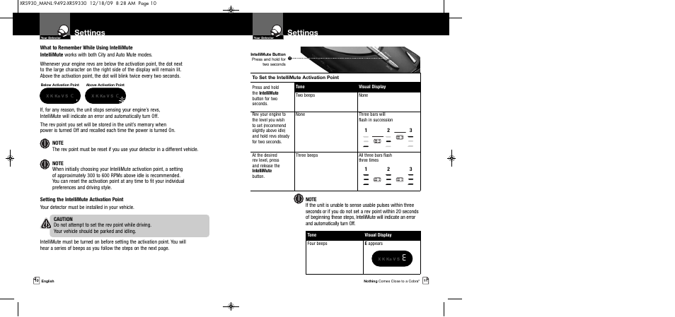 Settings | Cobra Electronics COBRA XRS 930 User Manual | Page 8 / 15