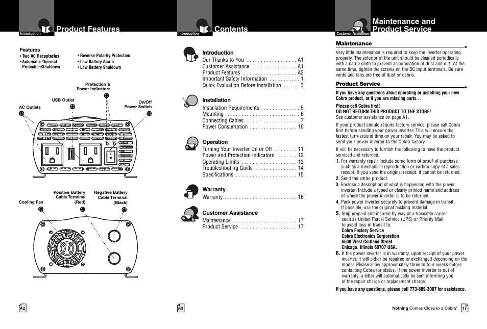 Cobra Electronics 800 Watt Power Inverter CPI 880 User Manual | Page 2 / 11