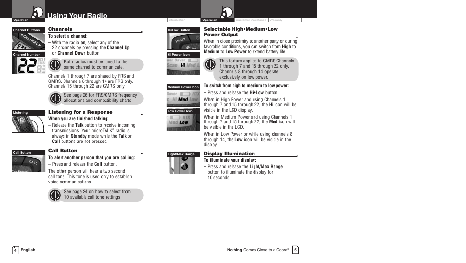 Using your radio | Cobra Electronics LI 6000WX User Manual | Page 6 / 20