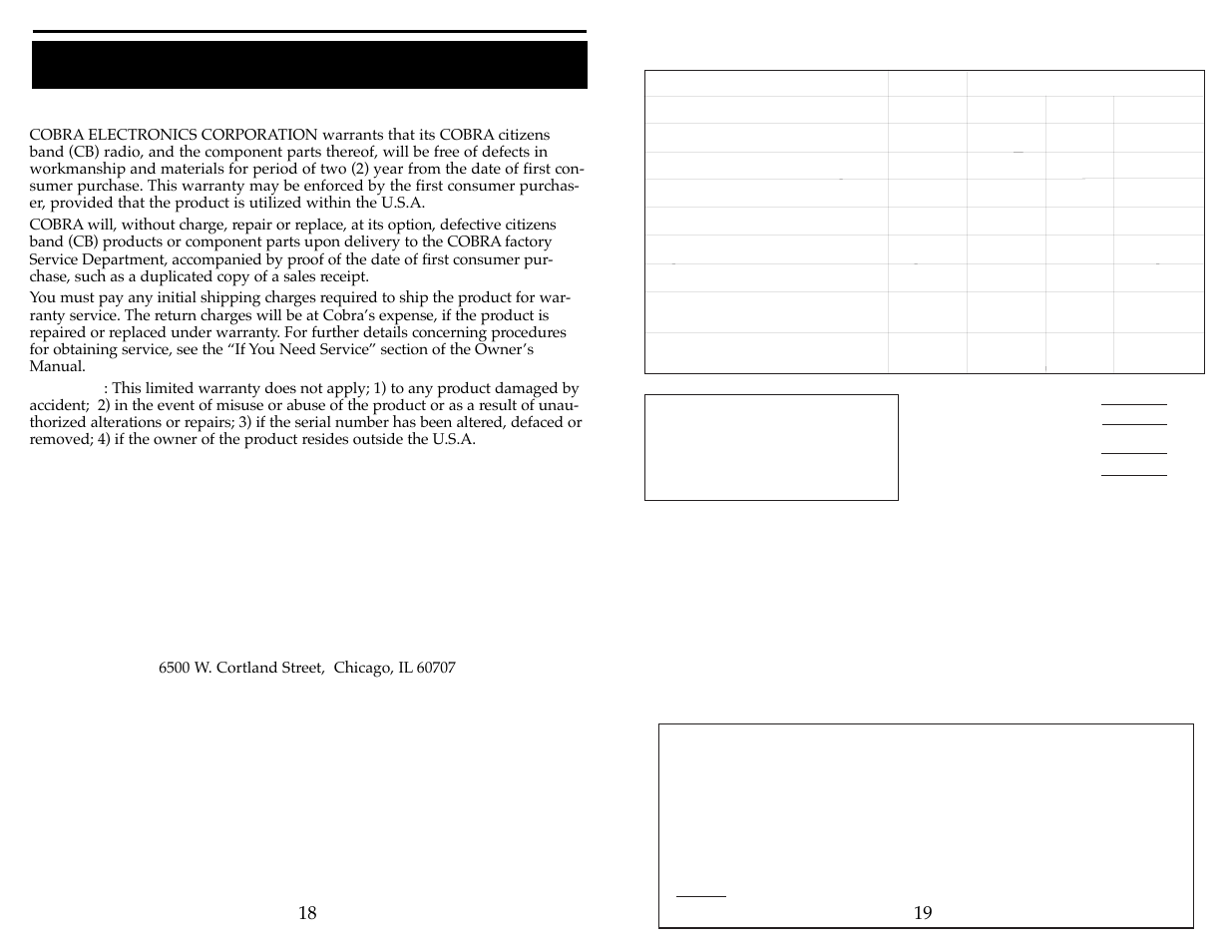 Warranty and service, Limited two year warranty | Cobra Electronics 29 LTD ST User Manual | Page 11 / 11