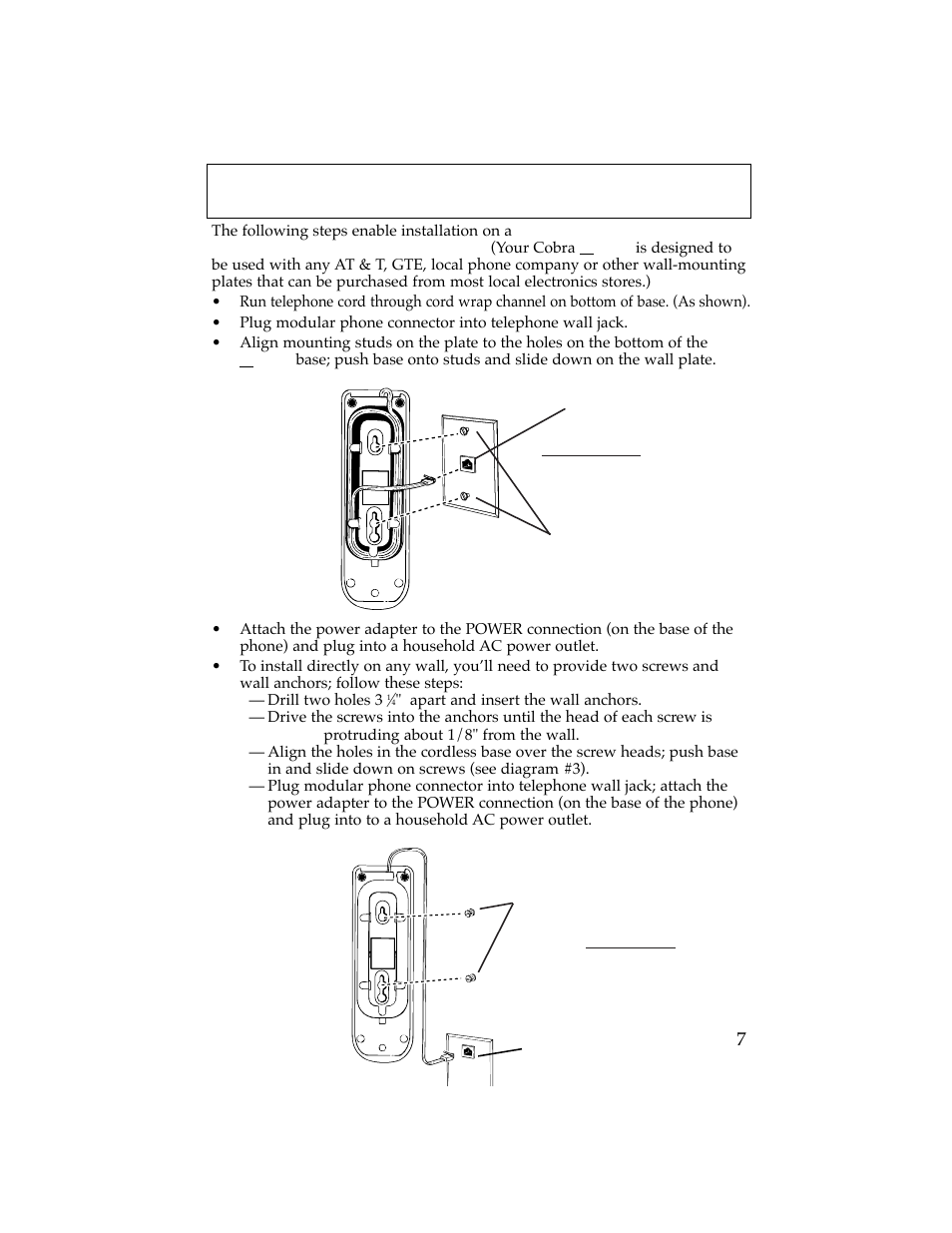 Wall mounting instructions | Cobra Electronics CP-2501 User Manual | Page 8 / 20