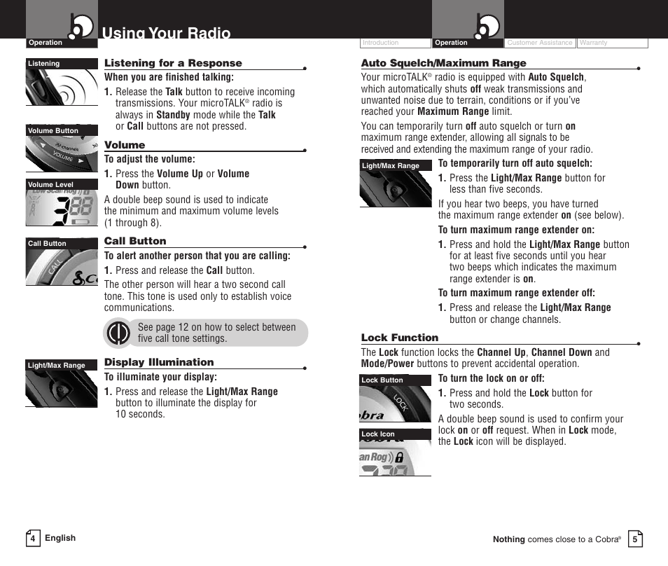 Using your radio | Cobra Electronics PR590WX User Manual | Page 5 / 11